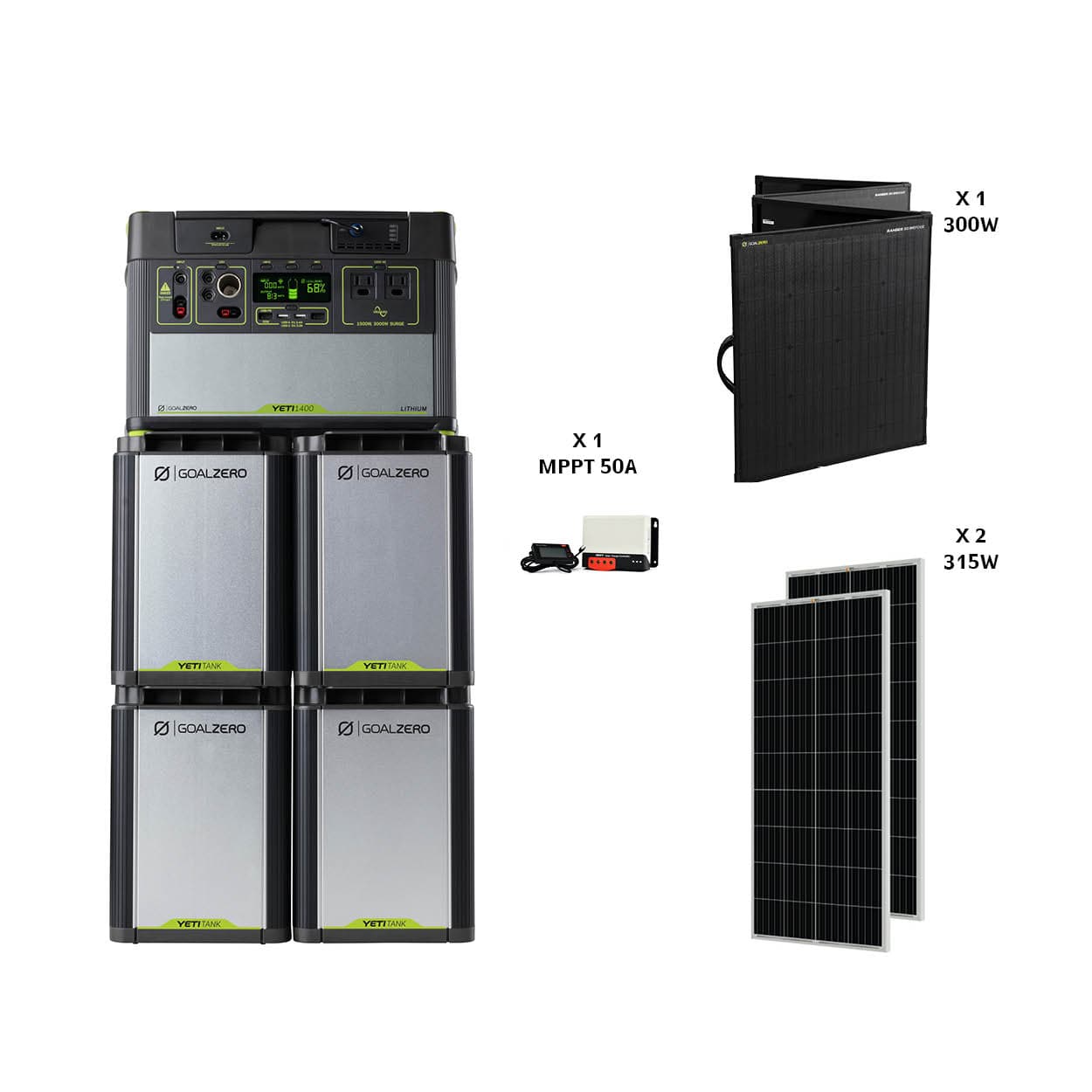 מערכת סולארית היברידית - קיבולת 6Kwh  - הספק 1.5Kw- סולארי 930W יצרן GOALZERO